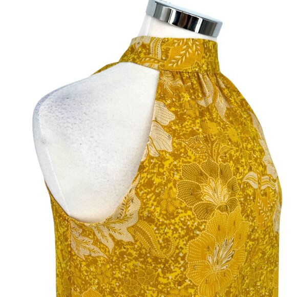 Cupcakes And Cashmere Yellow Floral Halter Top With Metallic Detail Size Small - Picture 5 of 11